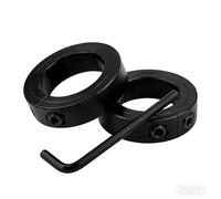 RPS-IND 2-Pack High Precision 1/8" Bore Double Split Clamp-On Shaft Collars, Carbon Steel Black Oxide with Set Screws and Hex Key for CNC, Linear Rails, Industrial Equipment