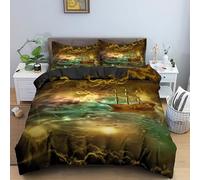 Rptidmv Single Duvet Cover sailboat Bedding Quilt Cover Set with Zipper for Children, Soft Microfibre Comforter Cover 53.1"x 78.7" + 2 Pillowcases 19.7"x 29.5" (Single)