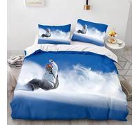 Rptidmv Single Duvet Cover Set Blue Ski Reversible Bedding Sets with Zipper for Children, Soft Hypoallergenic Microfiber Quilt Cover 61"x 86.6" + 2 Pillowcases 19.7"x 29.5"