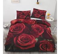 Rptidmv Single Duvet Cover Set roses Reversible Bedding Sets with Zipper for Children, Soft Hypoallergenic Microfiber Quilt Cover 61"x 86.6" + 2 Pillowcases 19.7"x 29.5"