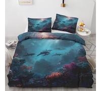 Rptidmv Single Duvet Cover Set sea turtle Reversible Bedding Sets with Zipper for Children, Soft Hypoallergenic Microfiber Quilt Cover 61"x 86.6" + 2 Pillowcases 19.7"x 29.5"