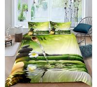 Rptidmv Single Duvet Cover Zen Bedding Quilt Cover Set with Zipper for Children, Soft Microfibre Comforter Cover 53.1"x 78.7" + 2 Pillowcases 19.7"x 29.5" (Single)