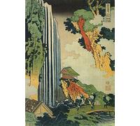 RPW Roystone Print Works Hokusai 'Travellers on The Bridge by ONO Waterfall, on The Kisokaido Road', Japan, 18-19th Century, Reproduction 250gsm Gloss A4 & A3 Ukiyo-e Classic Art Poster
