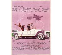 RPW Roystone Print Works Vintage Automobile 'Mercedes, Stuttgart,' Germany, 1914, by Ludwig Hohlwein, Reproduction 250gsm A4 & A3 Vintage Automobile Poster