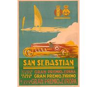 RPW Roystone Print Works Vintage Automobile 'San Sebastian Grand Prix, Barcelona', Spain, 1926, Reproduction 250gsm A4 & A3 Vintage Automobile Poster