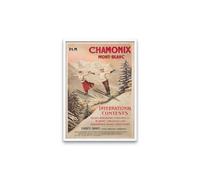 RPW Roystone Print Works Vintage Travel France 'Chamonix Mont-Blanc and Winter Sports', 1900's, Reproduction 250gsm Gloss A4 & A3 Vintage Art Nouveau Travel Poster (A3 Framed - White Frame)