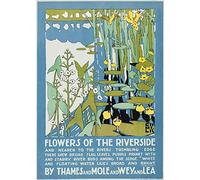 RPW Roystone Print Works Vintage Underground 'Flowers of The Riverside', 1920, Edward McKnight Kauffer, Reproduction Classic Art Deco English Travel Poster (A3)