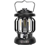RPXHZLKTM Camping Lantern Portable Retro Camping Lantern Metal Hanging Lanterns 5000mAh Battery Led Camp Lantern Rechargeable Lightweight Tent Light for Outdoor(Black)