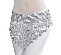 RPXHZLKTM Coin Belt Belly Coin Belt Belly Dancing Triangular Waist Chain Hip u200bBeads Tassel Bells Scarf Dance Belt Dance Wear Silver Golde(Bell Belt Silver)