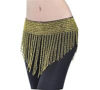 RPXHZLKTM Coin Belt Belly Coin Belt Belly Dancing Triangular Waist Chain Hip u200bBeads Tassel Bells Scarf Dance Belt Dance Wear Silver Golde(Light Gold Belt)