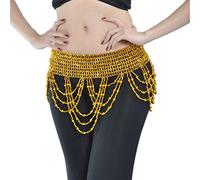 RPXHZLKTM Coin Belt Belly Coin Belt Belly Dancing Triangular Waist Chain Hip u200bBeads Tassel Bells Scarf Dance Belt Dance Wear Silver Golde(Bead Belt Gold)