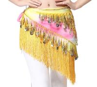 RPXHZLKTM Coin Belt Belly Coin Belt Belt Women Belly Dance Costumes Accessories Sequin Tassel Hip Scarf Belly Dance Belt Hip Scarf Bellydance(Yellow with Sequin)