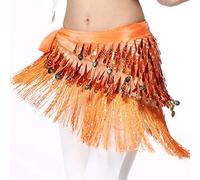 RPXHZLKTM Coin Belt Belly Coin Belt Belt Women Belly Dance Costumes Accessories Sequin Tassel Hip Scarf Belly Dance Belt Hip Scarf Bellydance(Orange with Sequin)