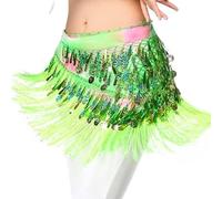 RPXHZLKTM Coin Belt Belly Coin Belt Belt Women Belly Dance Costumes Accessories Sequin Tassel Hip Scarf Belly Dance Belt Hip Scarf Bellydance(Green with Sequins)