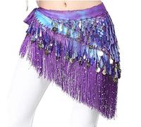RPXHZLKTM Coin Belt Belly Coin Belt Belt Women Belly Dance Costumes Accessories Sequin Tassel Hip Scarf Belly Dance Belt Hip Scarf Bellydance(Purple with Sequins)