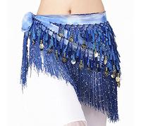 RPXHZLKTM Coin Belt Belly Coin Belt Belt Women Belly Dance Costumes Accessories Sequin Tassel Hip Scarf Belly Dance Belt Hip Scarf Bellydance(Blue with Sequins)