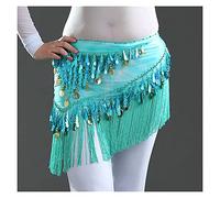 RPXHZLKTM Coin Belt Belly Coin Belt Belt Women Belly Dance Costumes Accessories Sequin Tassel Hip Scarf Belly Dance Belt Hip Scarf Bellydance(Cyan Without Sequin)