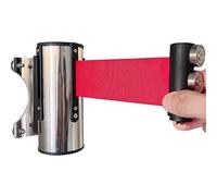 RPXHZLKTM Wall Mounted Rope Barrier Magnetic Wall Mount Queue Barrier Belt - 2/3/5/10 M Red Blet Safety Cordon Barrier with Stainless Steel Support for Outdoor Ribbon Control Crowd(2M/6.5FT)