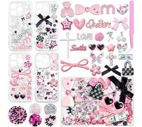 RQAYE Junk Case Charms Kit, Junk Phone Case with Big Charms, Nail Bow Pearl