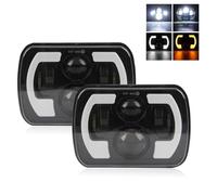 RQHTHTR Headlights 1 Piece 2 Piece Car Headlight 5x7/6x7 LED DRL Brightest Truck Hi-Lo Beam Halo Car Light 30000LM 400W For Jeep For Wrangler YJ XJ MJ 1984-01(2 Piece Type D)