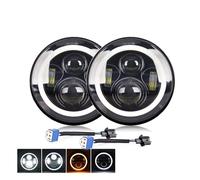 RQHTHTR Headlights Moto Car Led 7inch Led Headlight DRL H4 Hi-Lo With Halo Angel Eyes Motorcycle Headlamp For Lada For Niva 4X4 Uaz 12V 24V(2 Piece J003T)