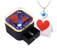 RQJZ Forever Rose Necklace Gift Set Romantic Birthday Gift for Her Anniversary Present Girlfriend Wife Valentines Idea for Women Twist of Love Blue