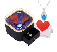 RQJZ Forever Rose Necklace Gift Set Romantic Birthday Gift for Her Anniversary Present Girlfriend Wife Valentines Idea for Women Royal Eternity Blue