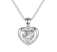 RQJZ Forever Rose Necklace Gift Set Romantic Birthday Gift for Her Anniversary Present Girlfriend Wife Valentines Christmas Idea for Women Eternal Heart White