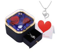 RQJZ Forever Rose Necklace Gift Set Romantic Birthday Gift for Her Anniversary Present Girlfriend Wife Valentines Idea for Women Twist of Love White
