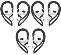 Rqker Ear Hooks Compatible with AirPods 4 2024 New 4th Generation, 3 Pairs Anti Slip Soft Silicone Earbuds Hooks Replacement Earhooks, Compatible with AirPods 4 3 Pairs Black