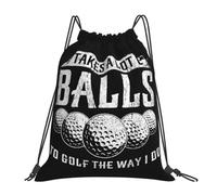 RQLNBOBZ It Takes A Lot Of Balls To Golf The Way I Do Golfing Backpacks Drawstring Bundle Pocket Sports Bag Book For Man Woman School