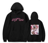 RQLNBOBZ Kali Uchis Orquideas Album Unisex Hooded Casual Harajuku Hooded Pullover Sportwear Double sided Graphic Print White