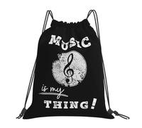 RQLNBOBZ Music Is My Thing Backpacks Fashion Portable Drawstring Bundle Pocket Shoes Bag Book Bags For Man Woman Students
