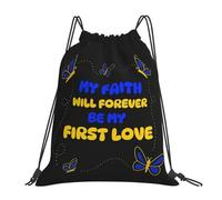 RQLNBOBZ My Faith Is My First Love Backpacks Fashion Portable Drawstring Bags Sports Bag Book Bags For Travel School