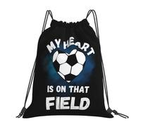 RQLNBOBZ My Heart Is On That Field Soccer Lover Sport Players Backpacks Drawstring Bundle Pocket Shoes Bag Book Bags For Travel School