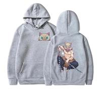 RQLNBOBZ New Anime Hashibira Inosuke Printed PulloverLong Sleeve Casual Hooded Personality Fashion Women Men Sweatshirt White