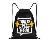 RQLNBOBZ This Is My Happy Hour Motivational Quote Drawstring Bag for Training Yoga Backpacks Bodybuilding Workout Sports Gym
