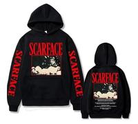 RQLNBOBZ Vintage 90s Movie Scarface Tony Montana Hoodie Men Casual Vintage Pullover Man Hip Hop Mens Fashion Oversized Sweatshirt White