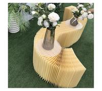 RQLSSSLMXJ Foldable Cylinder Pedestal Stand Paper Versatile Folding Display Stand, Flower Dessert Show Table, Platform Curve Guide Holder, Party Scene Layout, Wedding Decor(Champagne,100cm height)