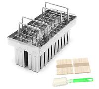 RQLSSSLMXJ Stainless Steel Popsicles Molds, 20Pcs Commercial Ice Pop Molds, Ice Cream Mold Ice Lolly Mould DIY Popsicle Maker with 100Pcs Popsicle Sticks Holder 1 Cleaning Brush,Style B