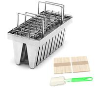 RQLSSSLMXJ Stainless Steel Popsicles Molds, 20Pcs Commercial Ice Pop Molds, Ice Cream Mold Ice Lolly Mould DIY Popsicle Maker with 100Pcs Popsicle Sticks Holder 1 Cleaning Brush,Style E