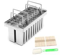 RQLSSSLMXJ Stainless Steel Popsicles Molds, 20Pcs Commercial Ice Pop Molds, Ice Cream Mold Ice Lolly Mould DIY Popsicle Maker with 100Pcs Popsicle Sticks Holder 1 Cleaning Brush,Style D