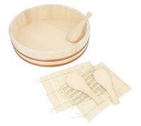 RQLSSSLMXJ Wooden Hangiri Sushi Oke Rice Mixing Tub, Sushi Making Kit with Sushi Mat Roller Rice Paddle, Japanese Sushi Rice Bowl,39cm/15.3in