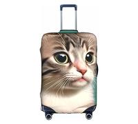 RQMPHUGNCF A Curious Cat Suitcase Cover Luggage Protective Case High Elasticity Material For Travelers, White, L