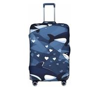 RQMPHUGNCF Blue Killer Whale Suitcase Cover Luggage Protective Case High Elasticity Material For Travelers, White, L