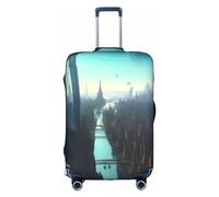 RQMPHUGNCF Cities Of The Future Suitcase Cover Luggage Protective Case High Elasticity Material For Travelers, White, M
