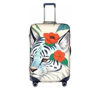 RQMPHUGNCF Cute White Tiger Suitcase Cover Luggage Protective Case High Elasticity Material For Travelers, White, L