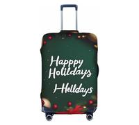 RQMPHUGNCF Happy Holidays Suitcase Cover Luggage Protective Case High Elasticity Material For Travelers, White, L