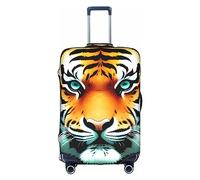 RQMPHUGNCF Little Fat Tiger Head Suitcase Cover Luggage Protective Case High Elasticity Material For Travelers, White, S
