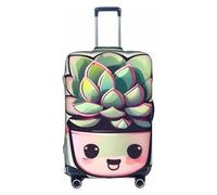RQMPHUGNCF Smiling Succulents Suitcase Cover Luggage Protective Case High Elasticity Material For Travelers, White, L